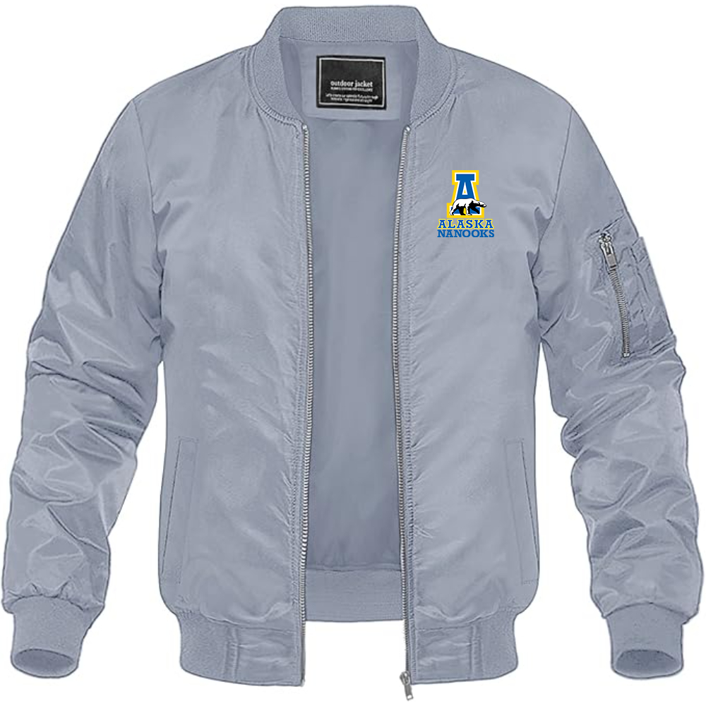 Men's Alaska Nanooks Lightweight Bomber Jacket Windbreaker Softshell Varsity Jacket Coat