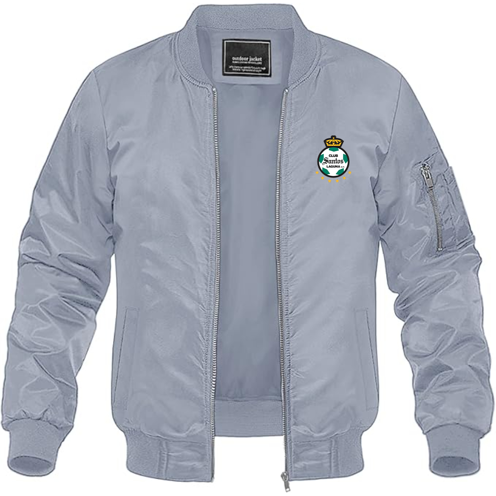 Men's Santos Laguna Soccer Lightweight Bomber Jacket Windbreaker Softshell Varsity Jacket Coat