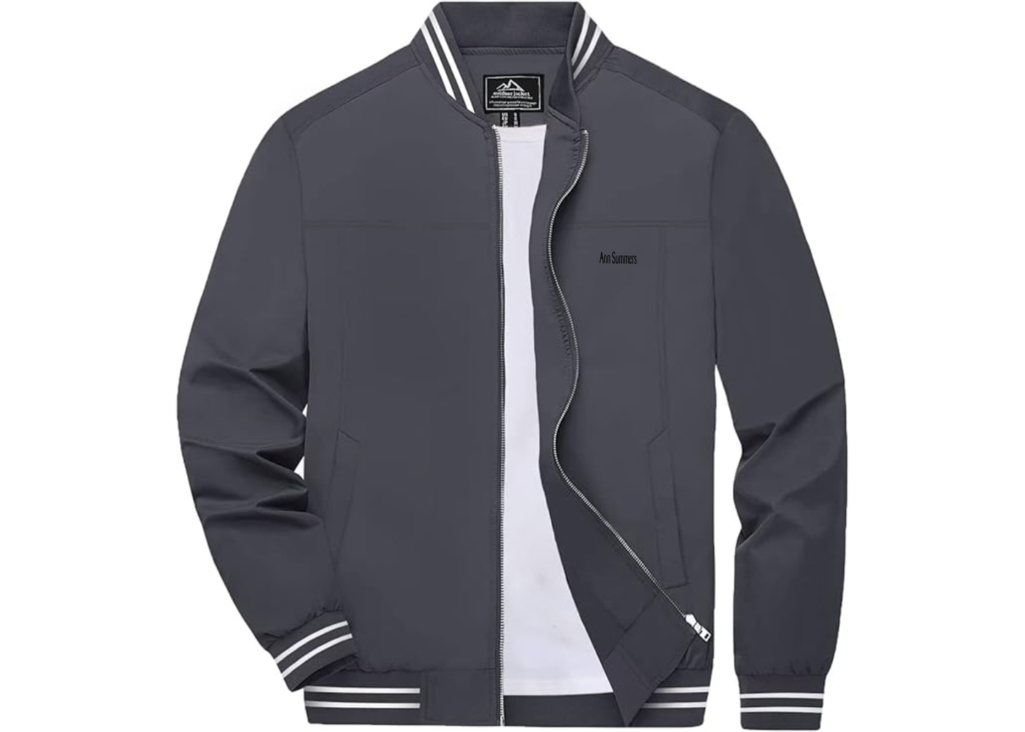 Men's Ann Summers Lightweight Zip-Up Bomber Jacket with Ribbed Collar and Cuffs Versatile Casual Outerwear