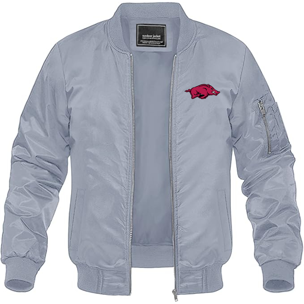 Men's Arkansas Razorbacks Lightweight Bomber Jacket Windbreaker Softshell Varsity Jacket Coat