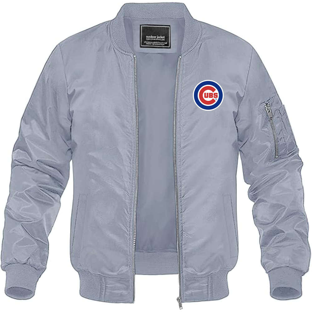 Men's Chicago Cubs Logo Lightweight Bomber Jacket Windbreaker Softshell Varsity Jacket Coat
