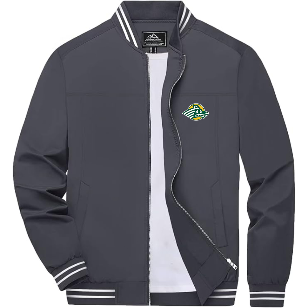 Men's Alaska Anchorage Seawolves  Lightweight Zip-Up Bomber Jacket with Ribbed Collar and Cuffs Versatile Casual Outerwear (Copy)