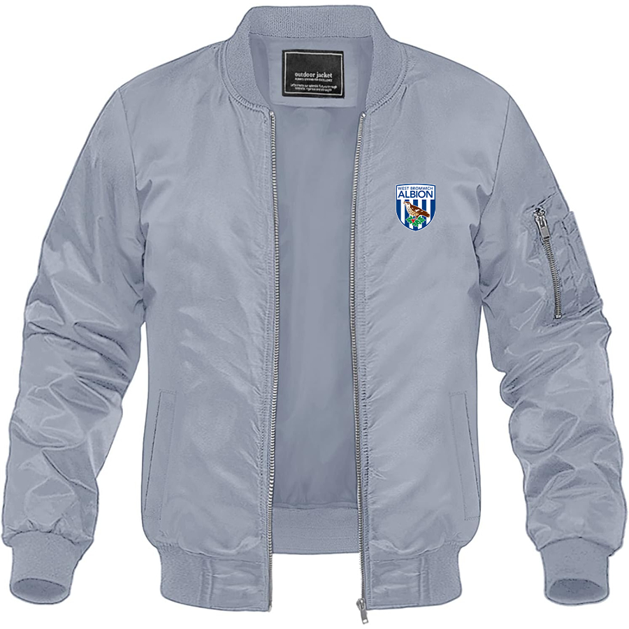 Men's West Bromwich Albion Soccer Lightweight Bomber Jacket Windbreaker Softshell Varsity Jacket Coat