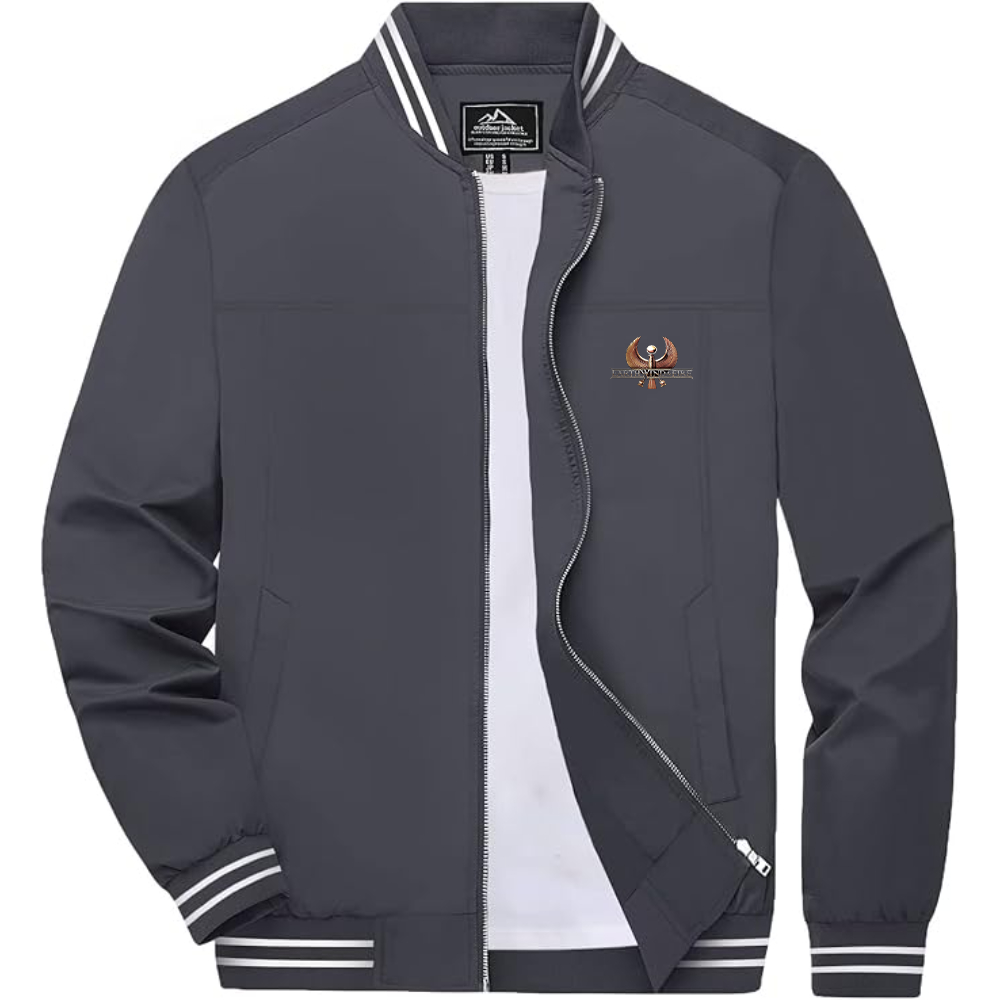 Men's Earth Wind & Fire  Lightweight Zip-Up Bomber Jacket with Ribbed Collar and Cuffs Versatile Casual Outerwear