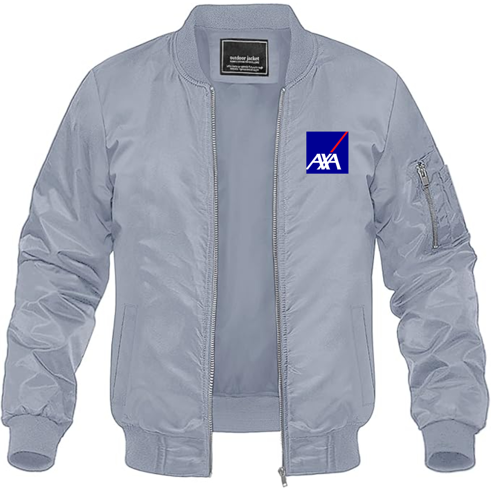 Men's Axa Logo Lightweight Bomber Jacket Windbreaker Softshell Varsity Jacket Coat