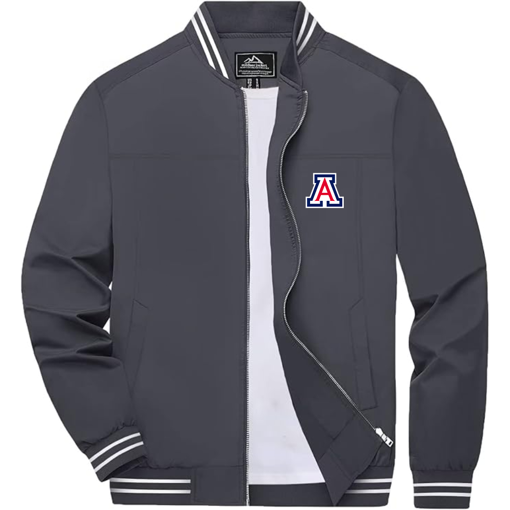 Men's Arizona Wildcats  Lightweight Zip-Up Bomber Jacket with Ribbed Collar and Cuffs Versatile Casual Outerwear