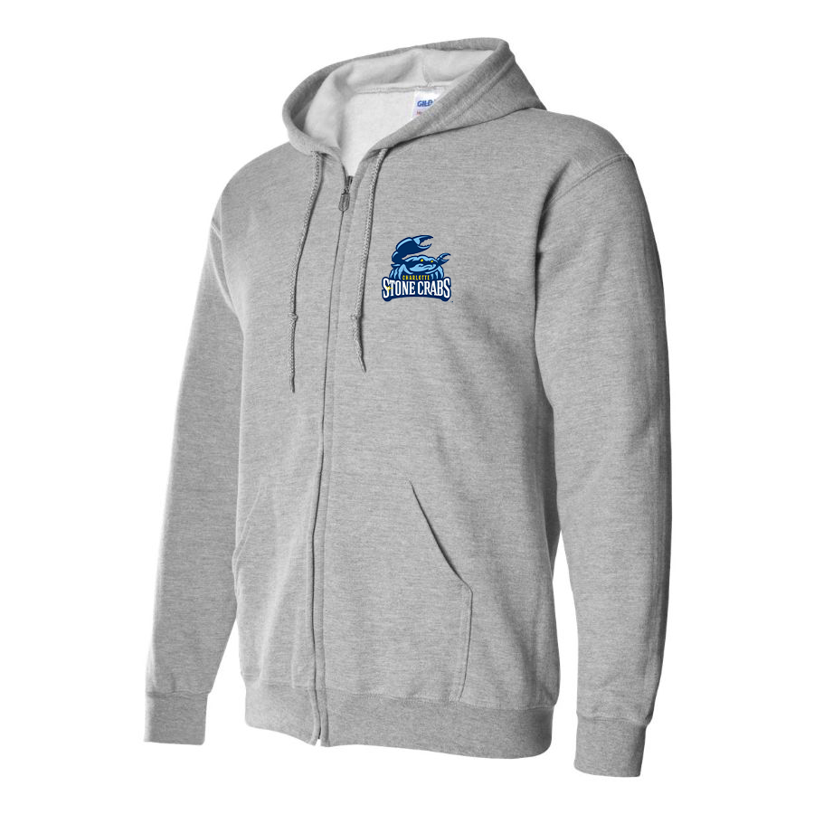 Men's Charlotte Stone Crabs Logo Zipper Hoodie