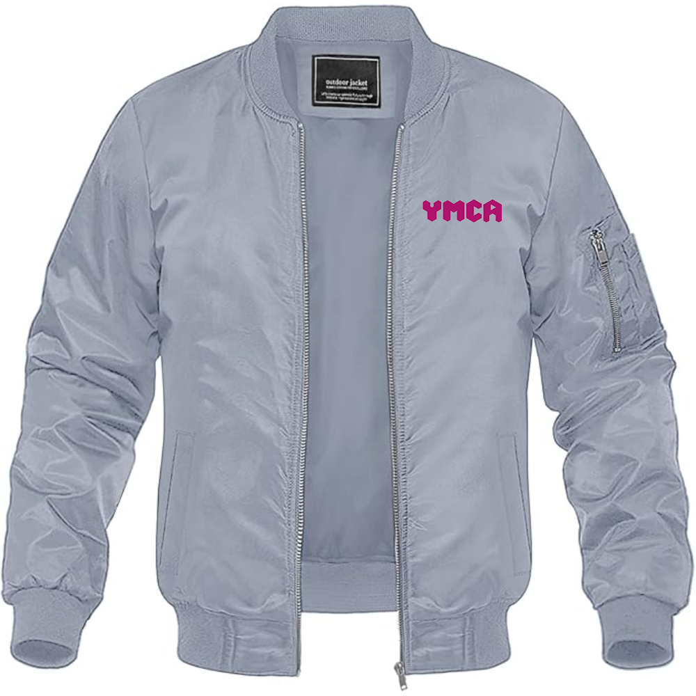 Men's  YMCA Mauve Lightweight Bomber Jacket Windbreaker Softshell Varsity Jacket Coat