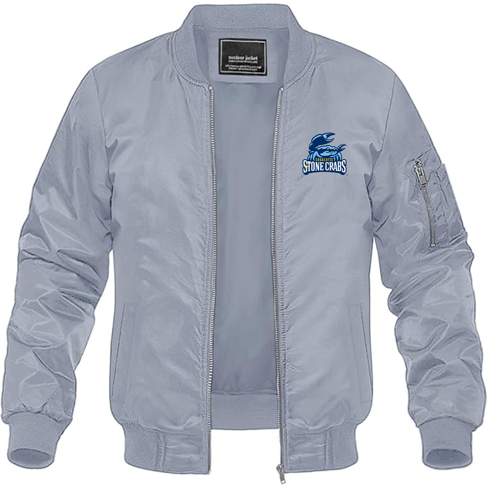 Men's Charlotte Stone Crabs Logo Lightweight Bomber Jacket Windbreaker Softshell Varsity Jacket Coat