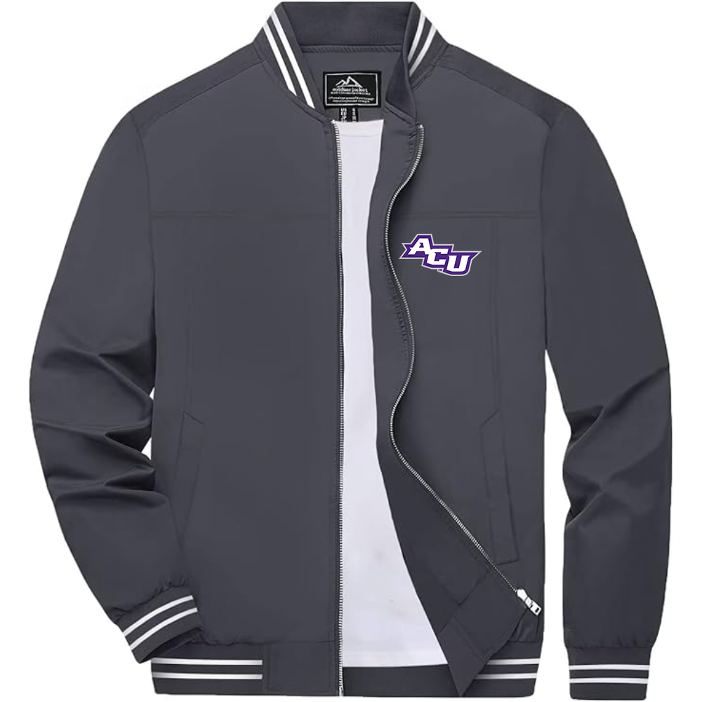 Men's Abilene Christian Wildcats   Lightweight Zip-Up Bomber Jacket with Ribbed Collar and Cuffs Versatile Casual Outerwear
