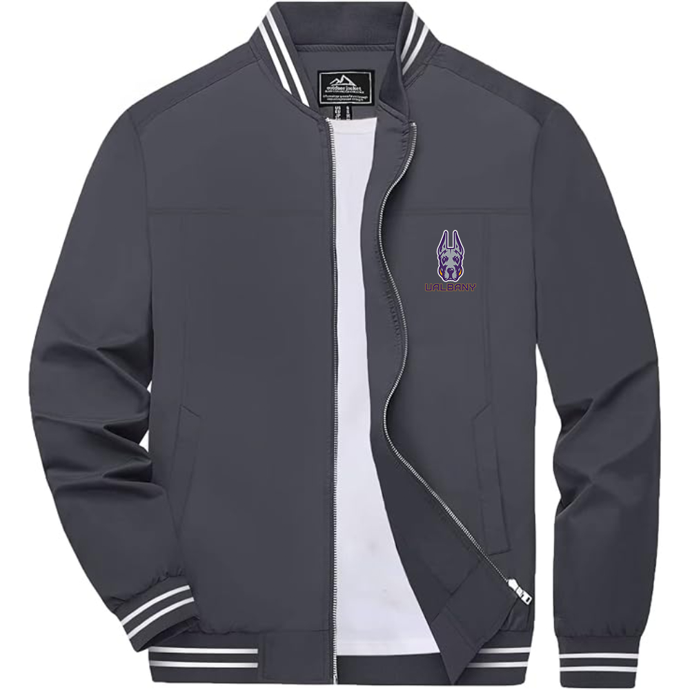 Men's Albany Great Danes Lightweight Zip-Up Bomber Jacket with Ribbed Collar and Cuffs Versatile Casual Outerwear