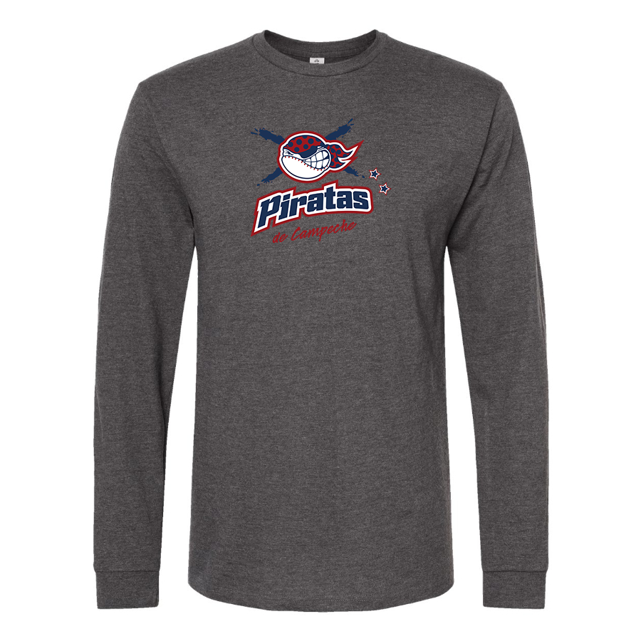 Men's Campeche Piratas Logo Cotton Long Sleeve T-Shirt