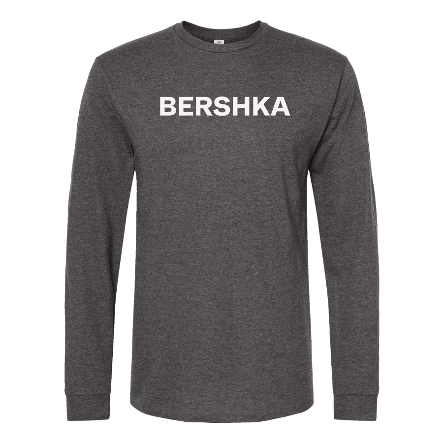 Men's Bershka Logo Cotton Long Sleeve T-Shirt
