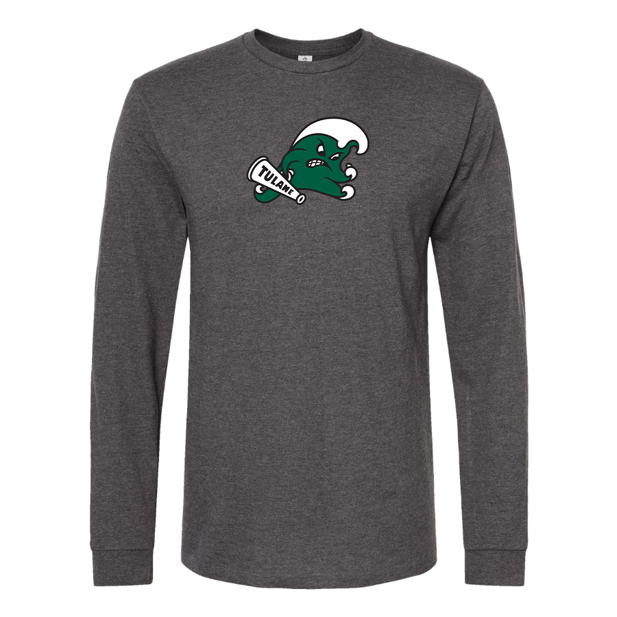 Men's Tulane Green Wave Logo  Cotton Long Sleeve T-Shirt