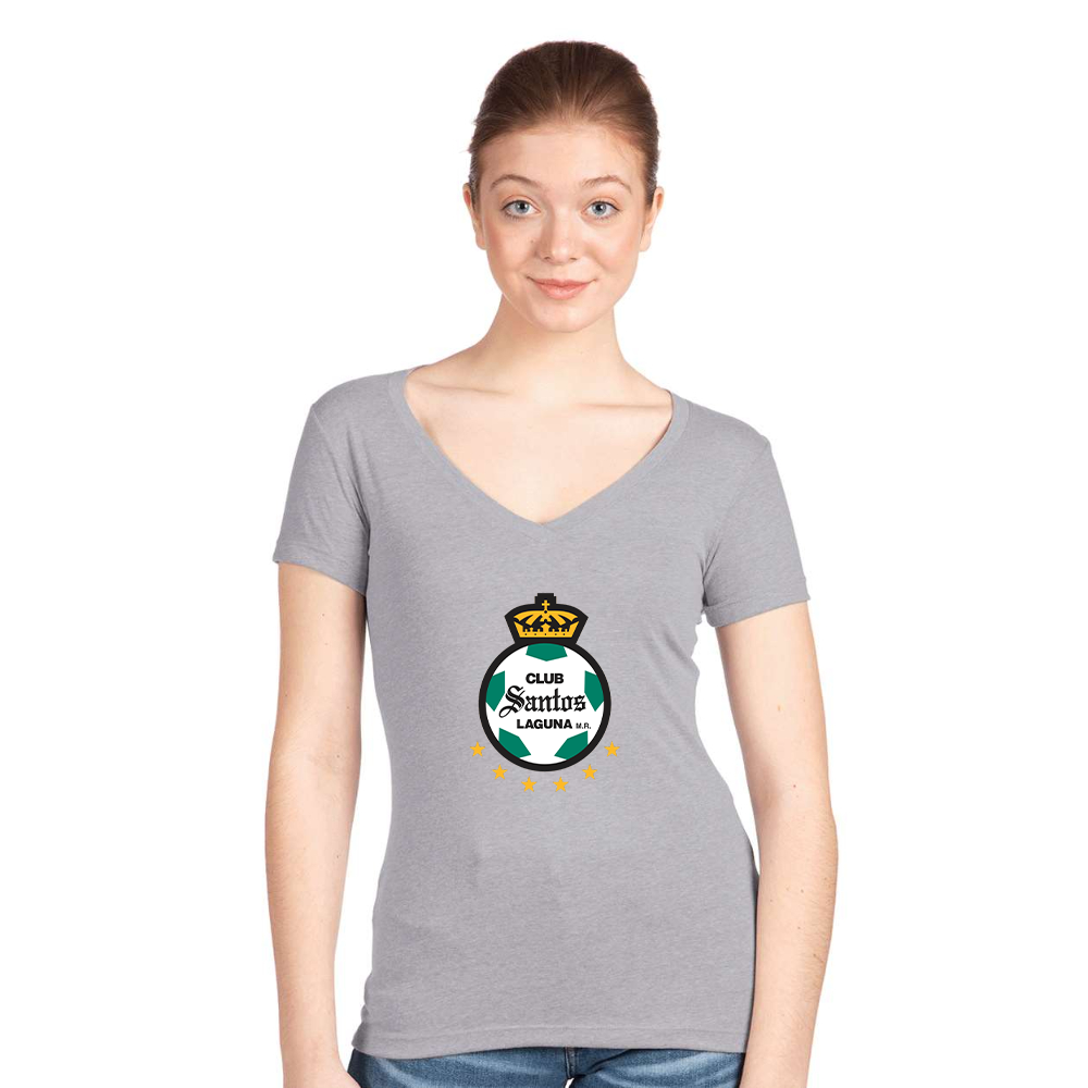 Women's Santos Laguna Soccer  Next Level V-Neck T-Shirt