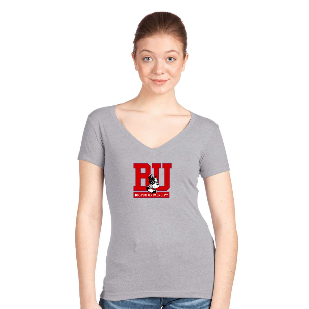 Women's Boston University Terriers Next Level V-Neck T-Shirt