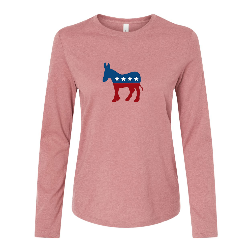 BELLA CANVAS Women’s Democrat Election Symbol Jersey Long Sleeve Tee