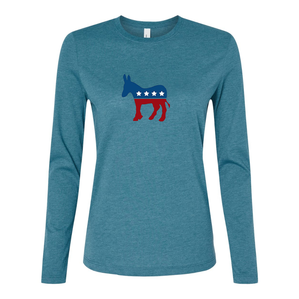 BELLA CANVAS Women’s Democrat Election Symbol Jersey Long Sleeve Tee