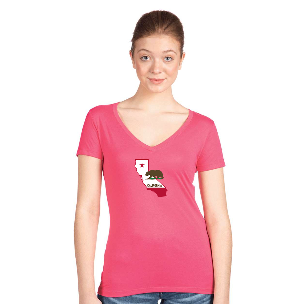 Women's California Bear Map Next Level V-Neck T-Shirt