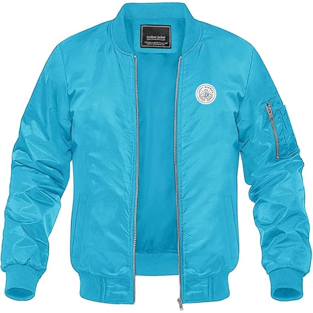 Men's Happy Mammoth Logo Lightweight Bomber Jacket Windbreaker Softshell Varsity Jacket Coat