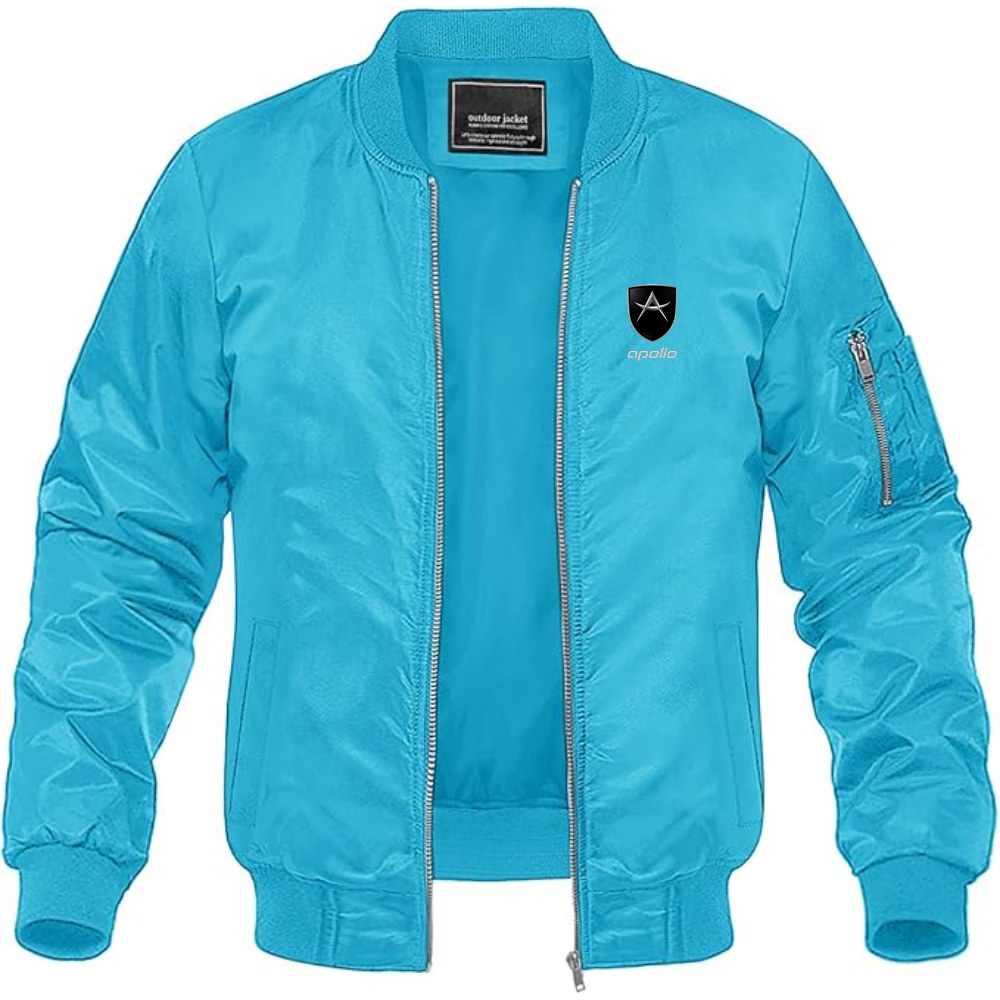 Men's Apollo Logo Lightweight Bomber Jacket Windbreaker Softshell Varsity Jacket Coat