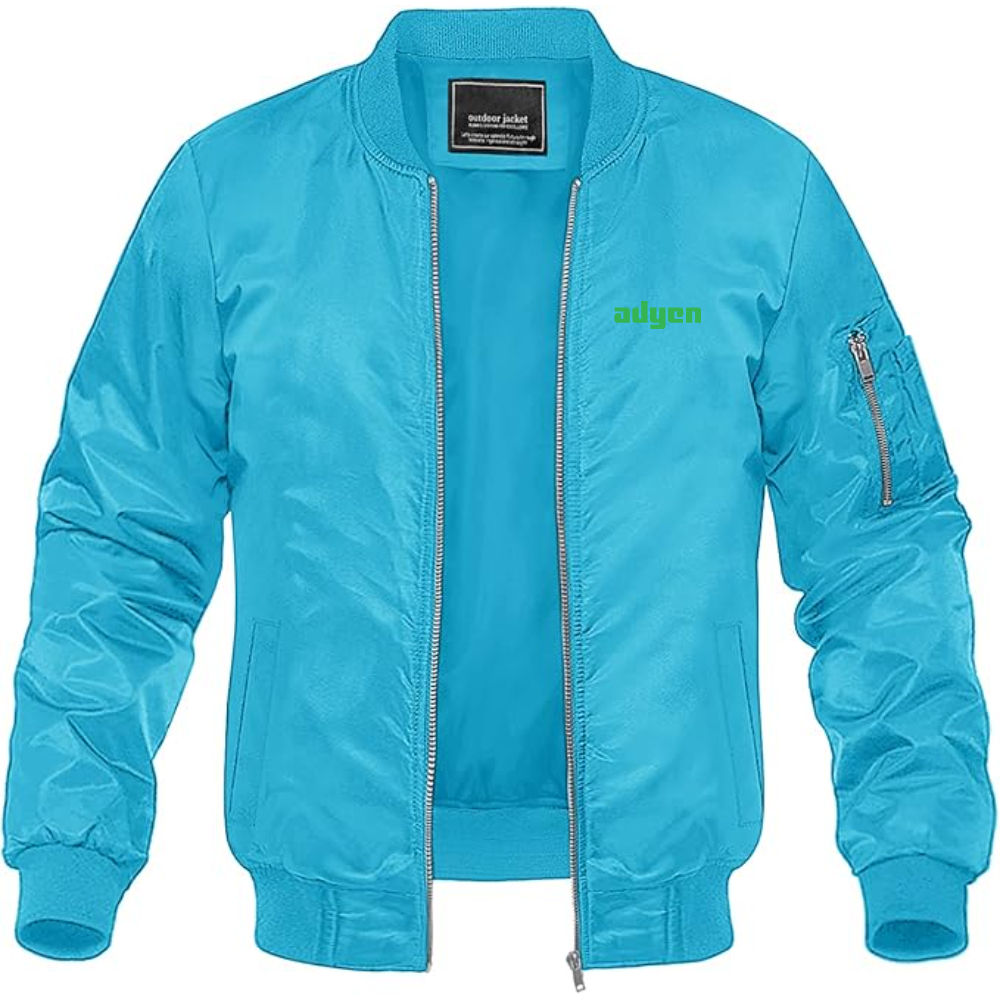 Men's Adyen Logo Lightweight Bomber Jacket Windbreaker Softshell Varsity Jacket Coat