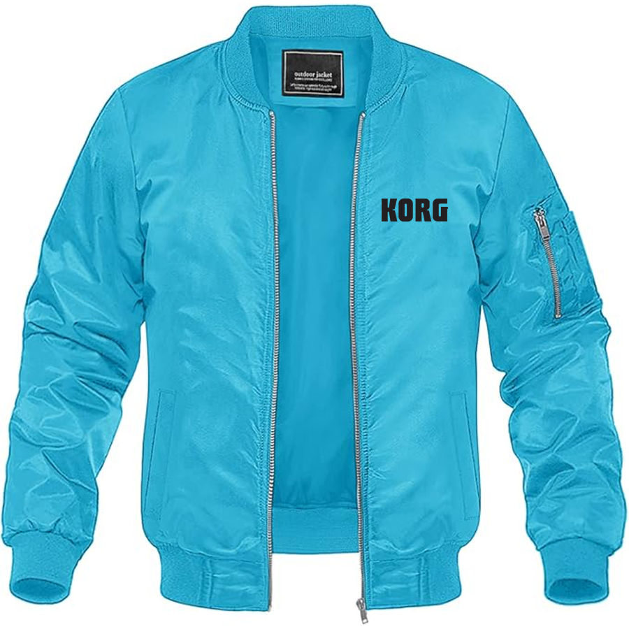 Men's Korg Logo  Lightweight Bomber Jacket Windbreaker Softshell Varsity Jacket Coat