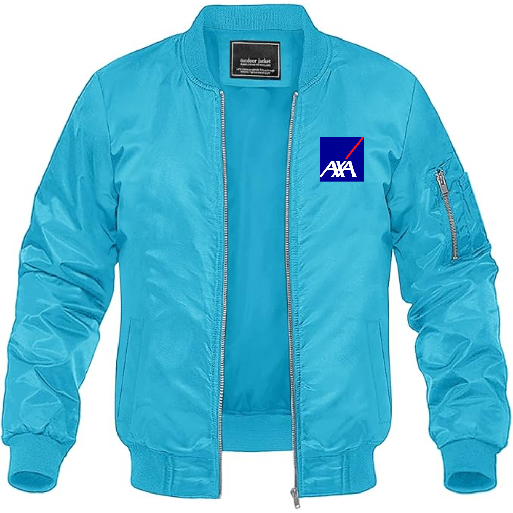Men's Axa Logo Lightweight Bomber Jacket Windbreaker Softshell Varsity Jacket Coat