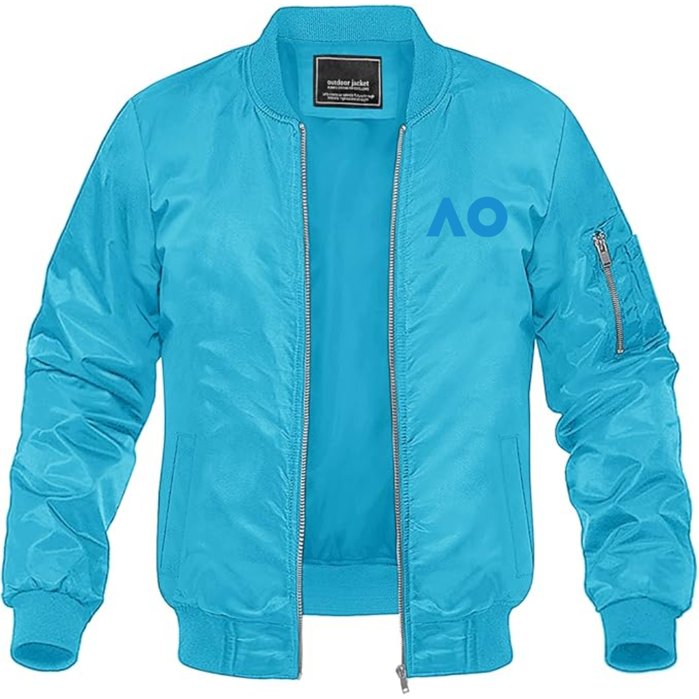 Men's Australian Open Logo Lightweight Bomber Jacket Windbreaker Softshell Varsity Jacket Coat