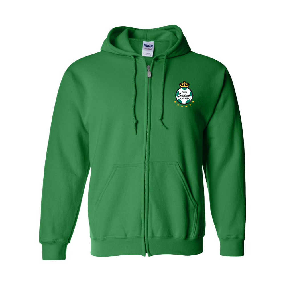 Men's Santos Laguna Soccer Gildan  Heavy Blend Full Zip Hooded Sweatshirt