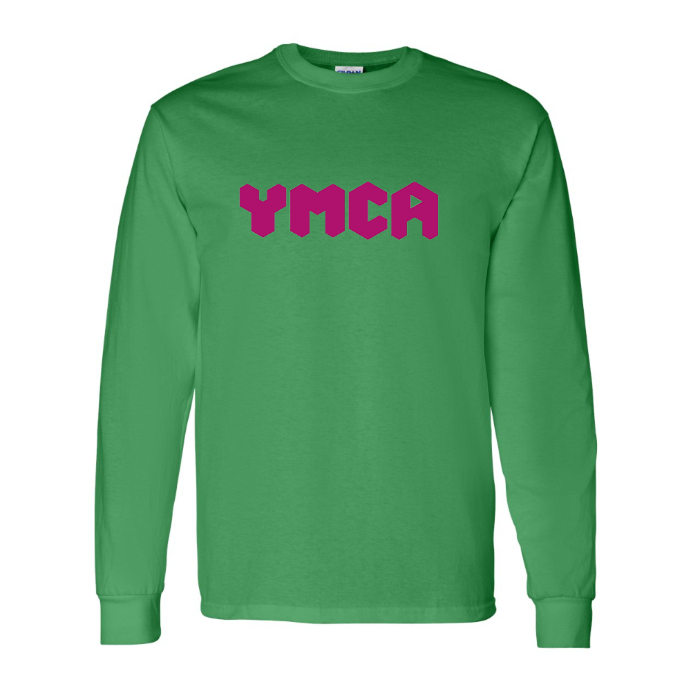 Men's  YMCA Mauve Gildan Heavy Cotton Long Sleeve T-Shirt