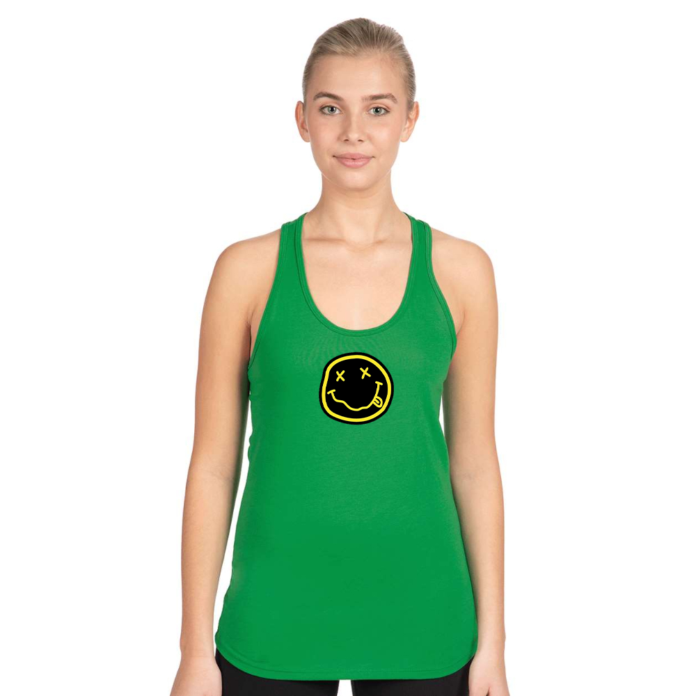 Women's Nirvana Yellow and Black Face Next Level Ideal Racerback Tank