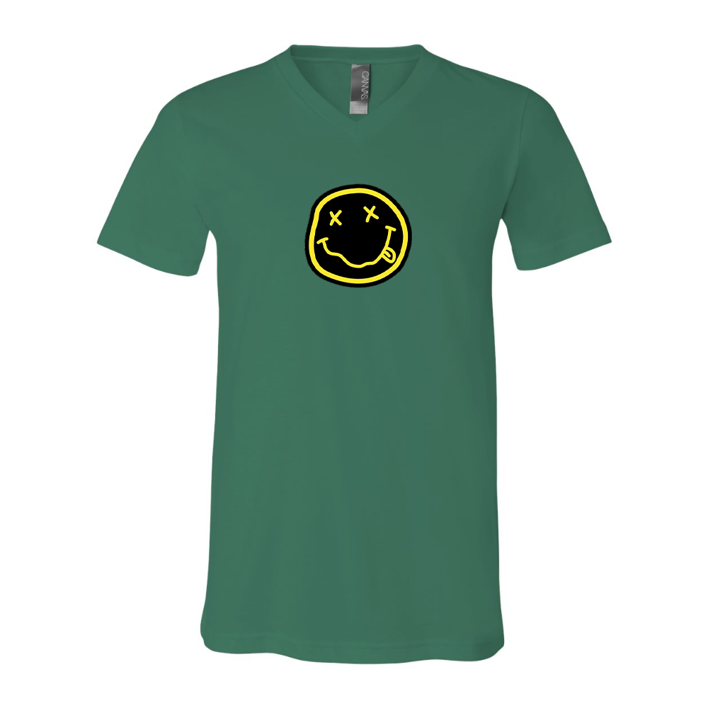 Nirvana Yellow and Black Face BELLA  CANVAS - Jersey V-Neck T-Shirt