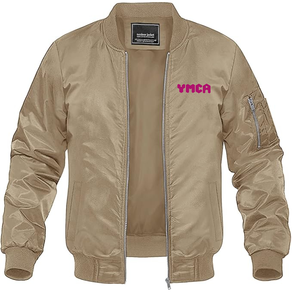 Men's  YMCA Mauve Lightweight Bomber Jacket Windbreaker Softshell Varsity Jacket Coat