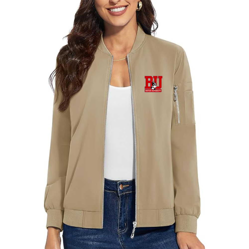 Women's Boston University Terriers  Premium Bomber Jacket with Polished Detailing and Functional Sleeve Pocket Modern Luxury Outerwear