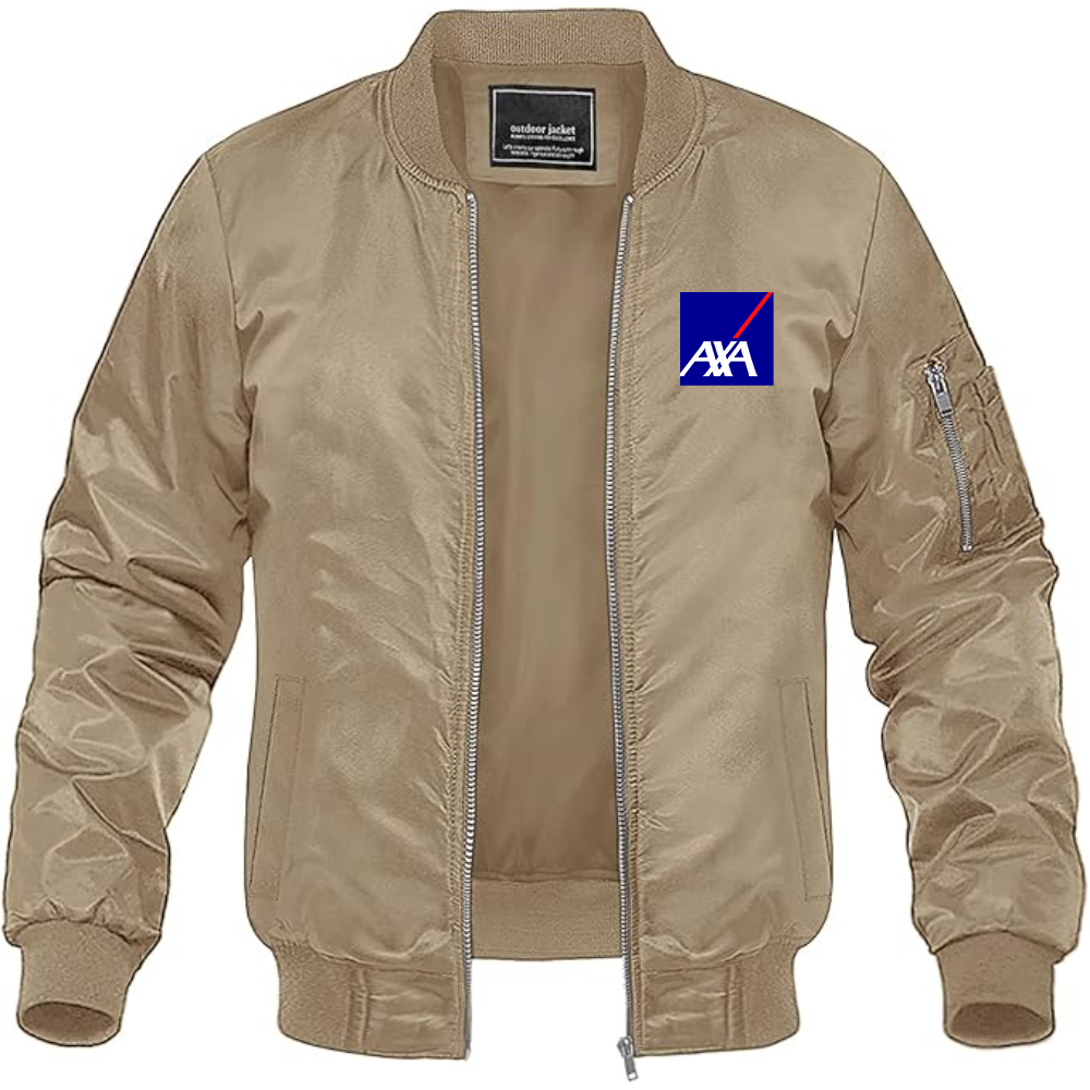 Men's Axa Logo Lightweight Bomber Jacket Windbreaker Softshell Varsity Jacket Coat