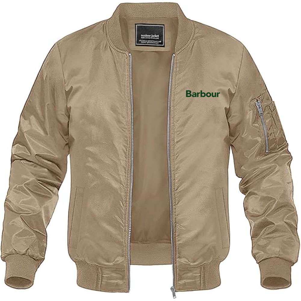 Men's Barbour Logo Lightweight Bomber Jacket Windbreaker Softshell Varsity Jacket Coat