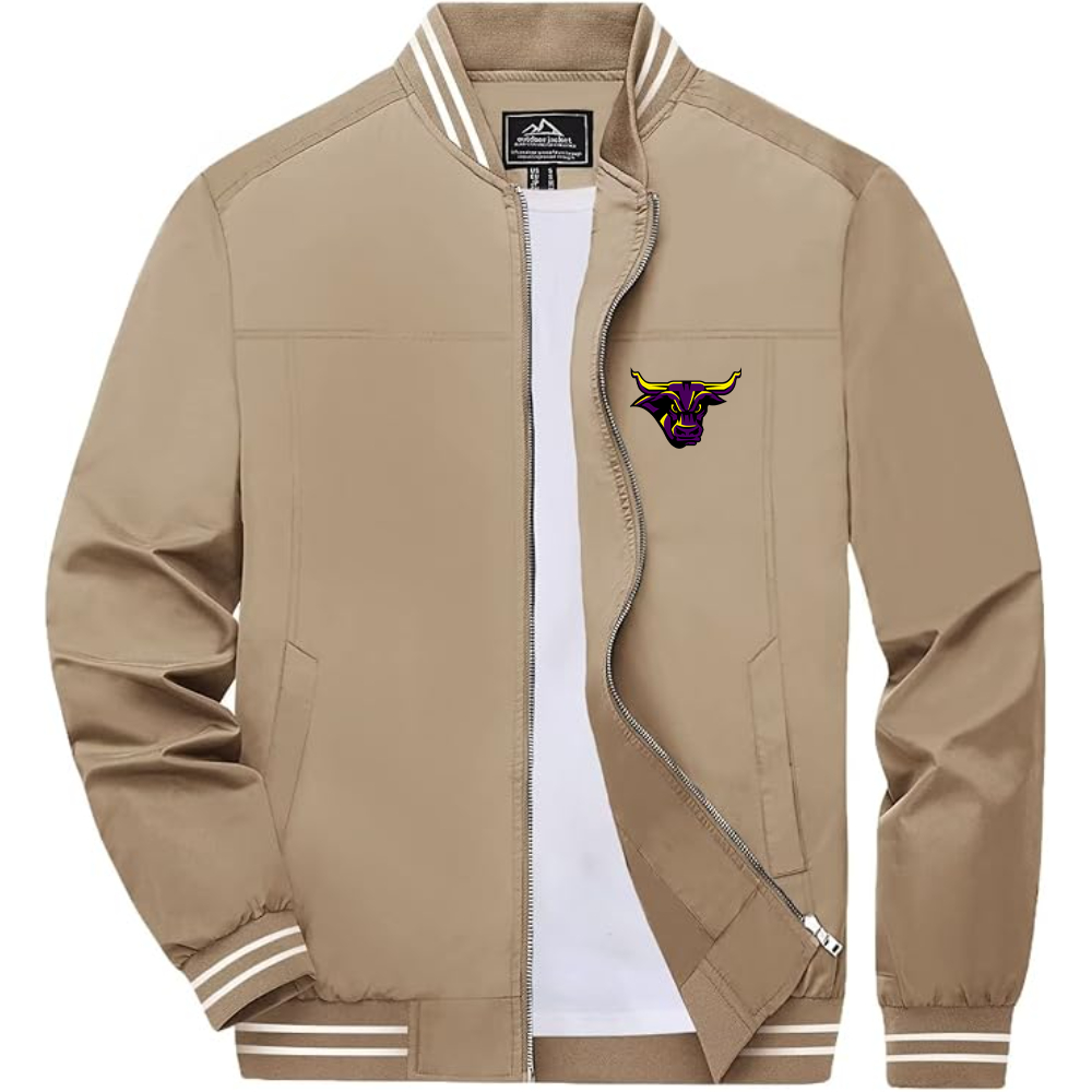 Men's Minnesota State Mavericks Lightweight Zip-Up Bomber Jacket with Ribbed Collar and Cuffs Versatile Casual Outerwear