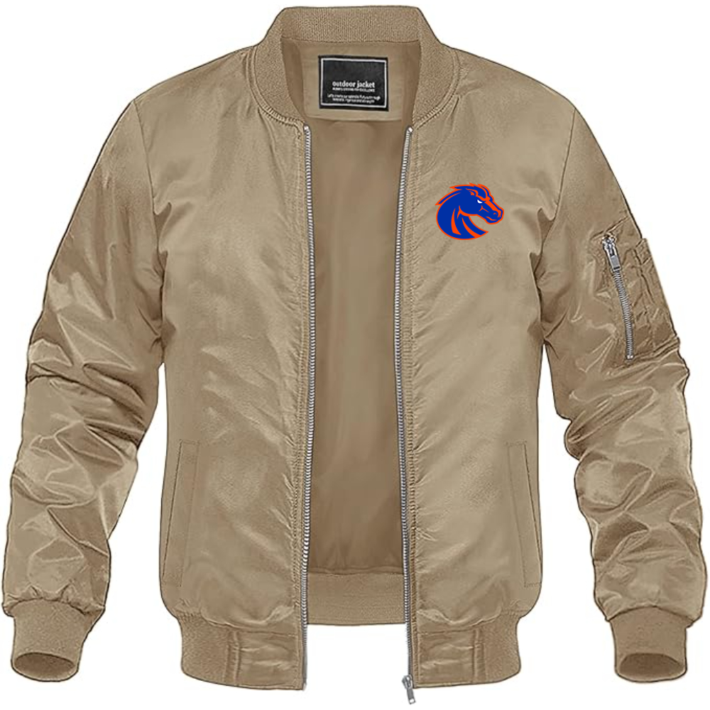 Men's Boise State Broncos  Lightweight Bomber Jacket Windbreaker Softshell Varsity Jacket Coat