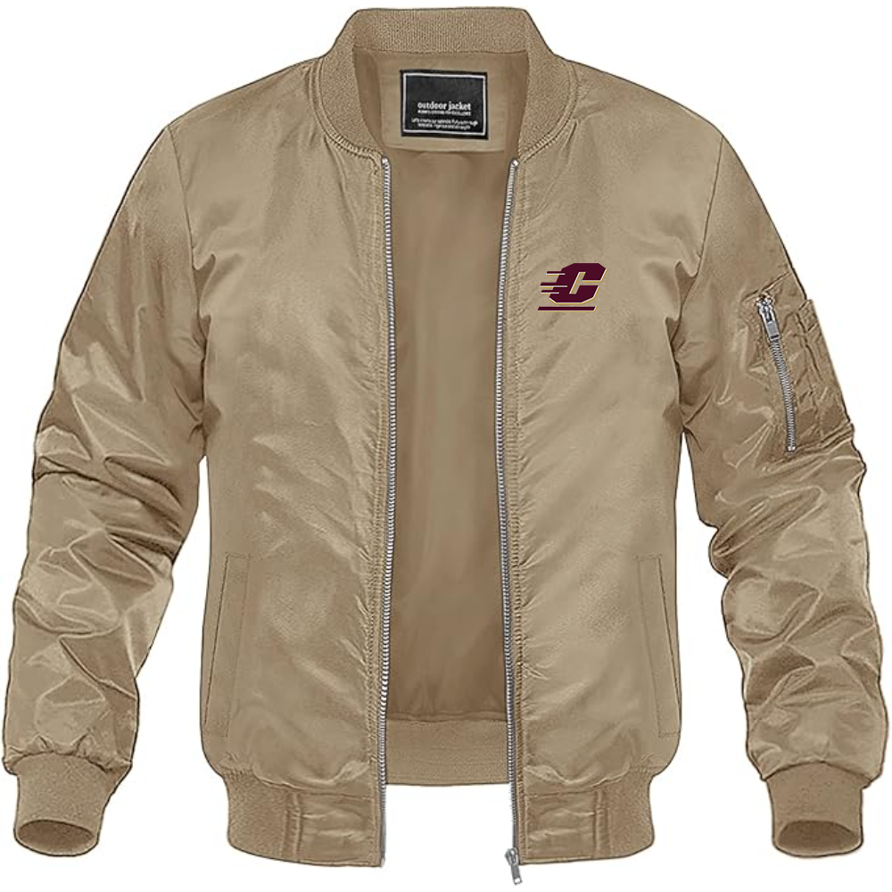Men's Central Michigan Chippewas  Lightweight Bomber Jacket Windbreaker Softshell Varsity Jacket Coat