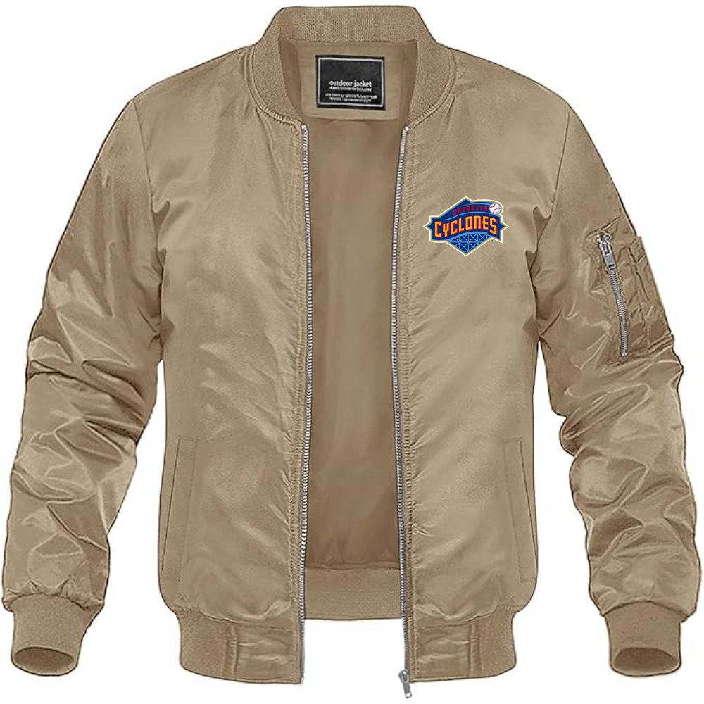 Men's  Brooklyn Cyclones Logo Lightweight Bomber Jacket Windbreaker Softshell Varsity Jacket Coat