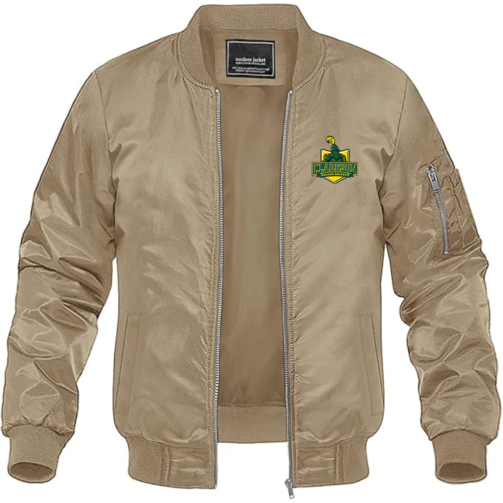 Men's Clarkson Golden Knights Lightweight Bomber Jacket Windbreaker Softshell Varsity Jacket Coat