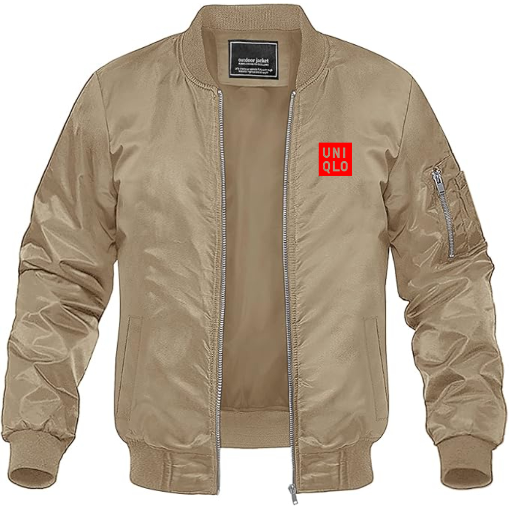 Men's Uniqlo Logo Lightweight Bomber Jacket Windbreaker Softshell Varsity Jacket Coat