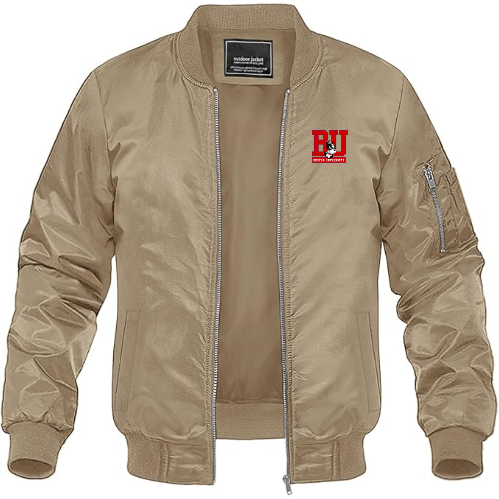 Men's Boston University Terriers Lightweight Bomber Jacket Windbreaker Softshell Varsity Jacket Coat