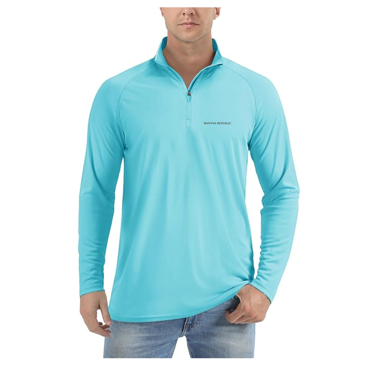 Men's Banana Republic Lightweight Quarter-Zip Athletic Shirt Long Sleeve Performance Wear