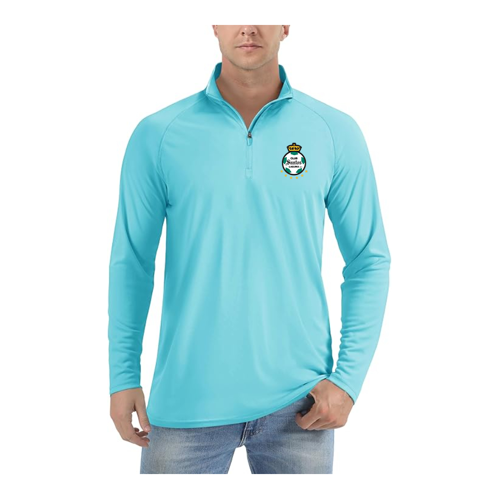 Men's Santos Laguna Soccer  Lightweight Quarter-Zip Athletic Shirt Long Sleeve Performance Wear