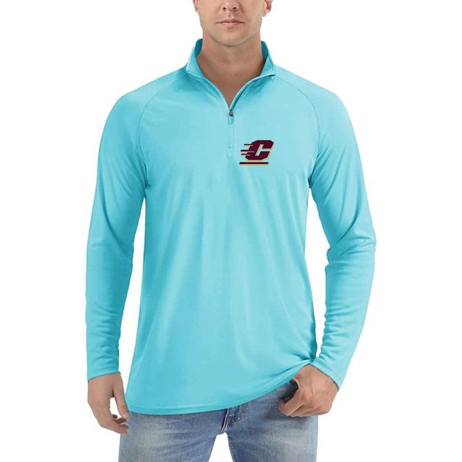 Men's Central Michigan Chippewas  Lightweight Quarter-Zip Athletic Shirt Long Sleeve Performance Wear