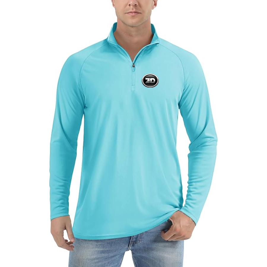 Men's Zhidou Logo Lightweight Quarter-Zip Athletic Shirt Long Sleeve Performance Wear