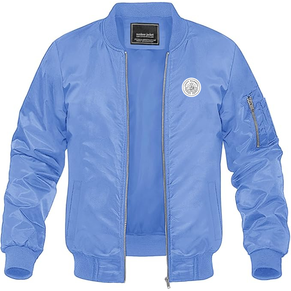 Men's Happy Mammoth Logo Lightweight Bomber Jacket Windbreaker Softshell Varsity Jacket Coat