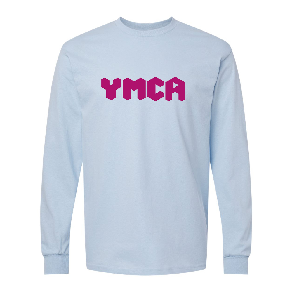 Men's  YMCA Mauve Gildan Heavy Cotton Long Sleeve T-Shirt